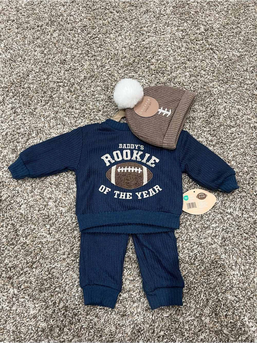Navy "Daddy's Rookie of the Year" Knit Sweater Set